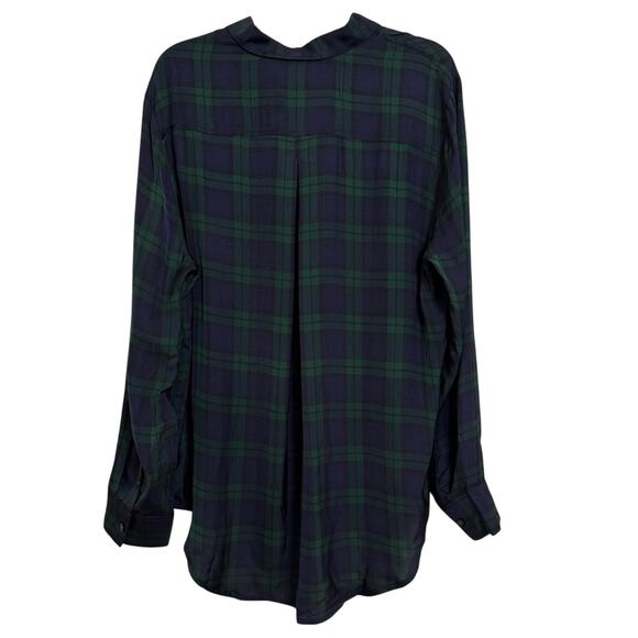 J. Crew Navy and Green Tartan Plaid Button Down Shirt Size L NEW - Picture 2 of 5
